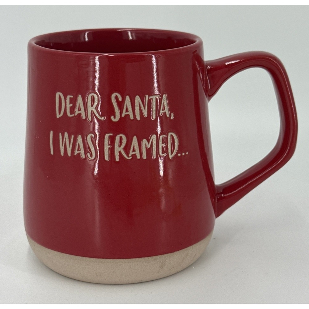 Ceramic "Dear Santa I Was Framed" Coffee Mug-Art Deco Print Red‎ Mug